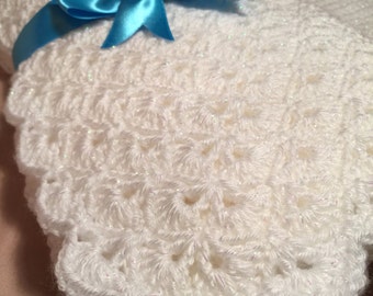 Sale White baby blanket , knit white baby blanket , baby blanket ,baby shower gift, christening blanket , baptism blanket , knit blanket ,