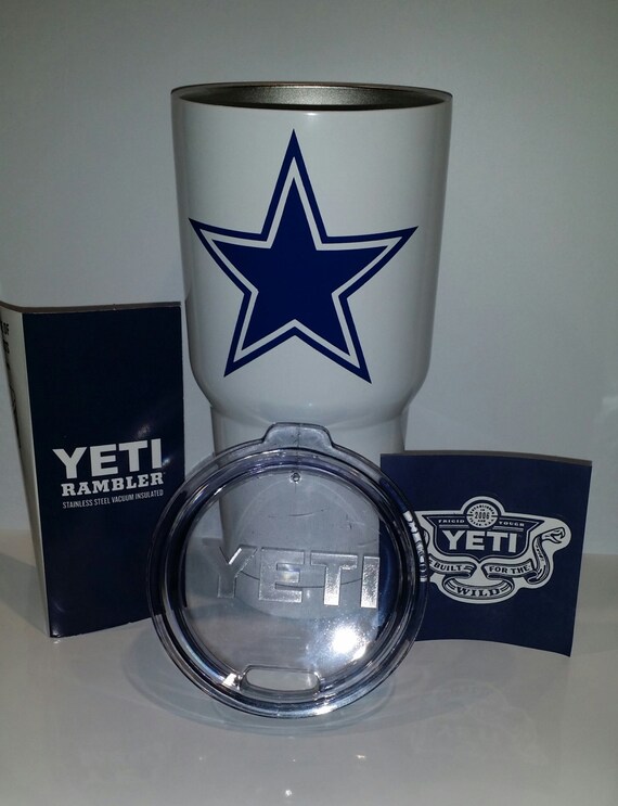 Dallas Cowboys white powdercoated 30oz Yeti tumbler by Kustomkup