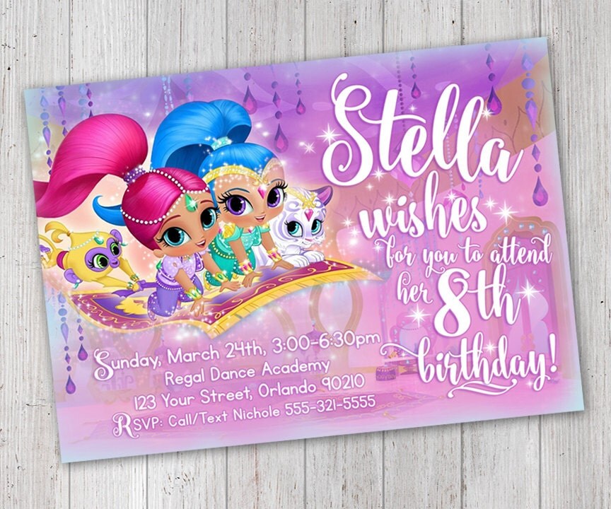 Shimmer And Shine Invitation For Birthday Party Digital 5583