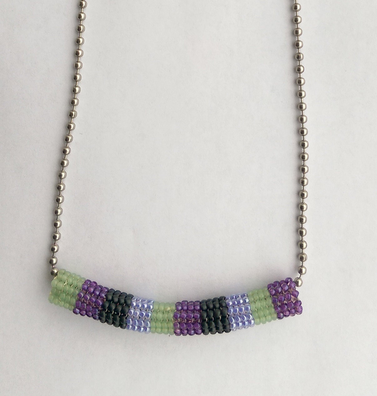 Herringbone Ndebele Beaded Tube Necklace