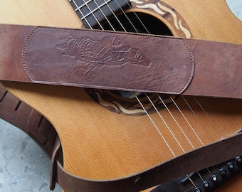Simple Serenity Embossed Leather Guitar Strap