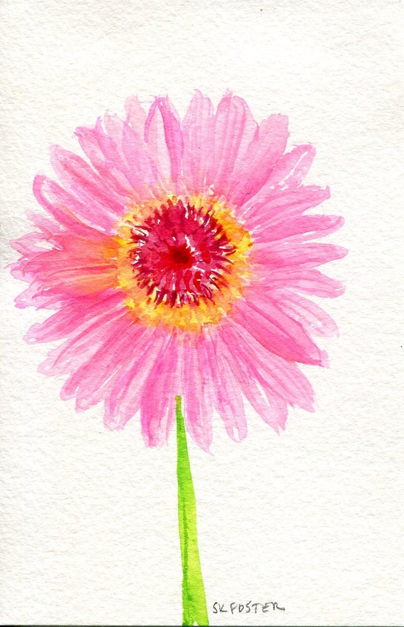 Gerbera Daisy Watercolors Painting Original by SharonFosterArt