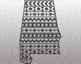 Alabama SVG File,Alabama Aztec SVG,Cutting Template-Commercial & Personal Use-Vector Clip Art file for Cricut,Cameo,Silhouette,Decal,Vinyl