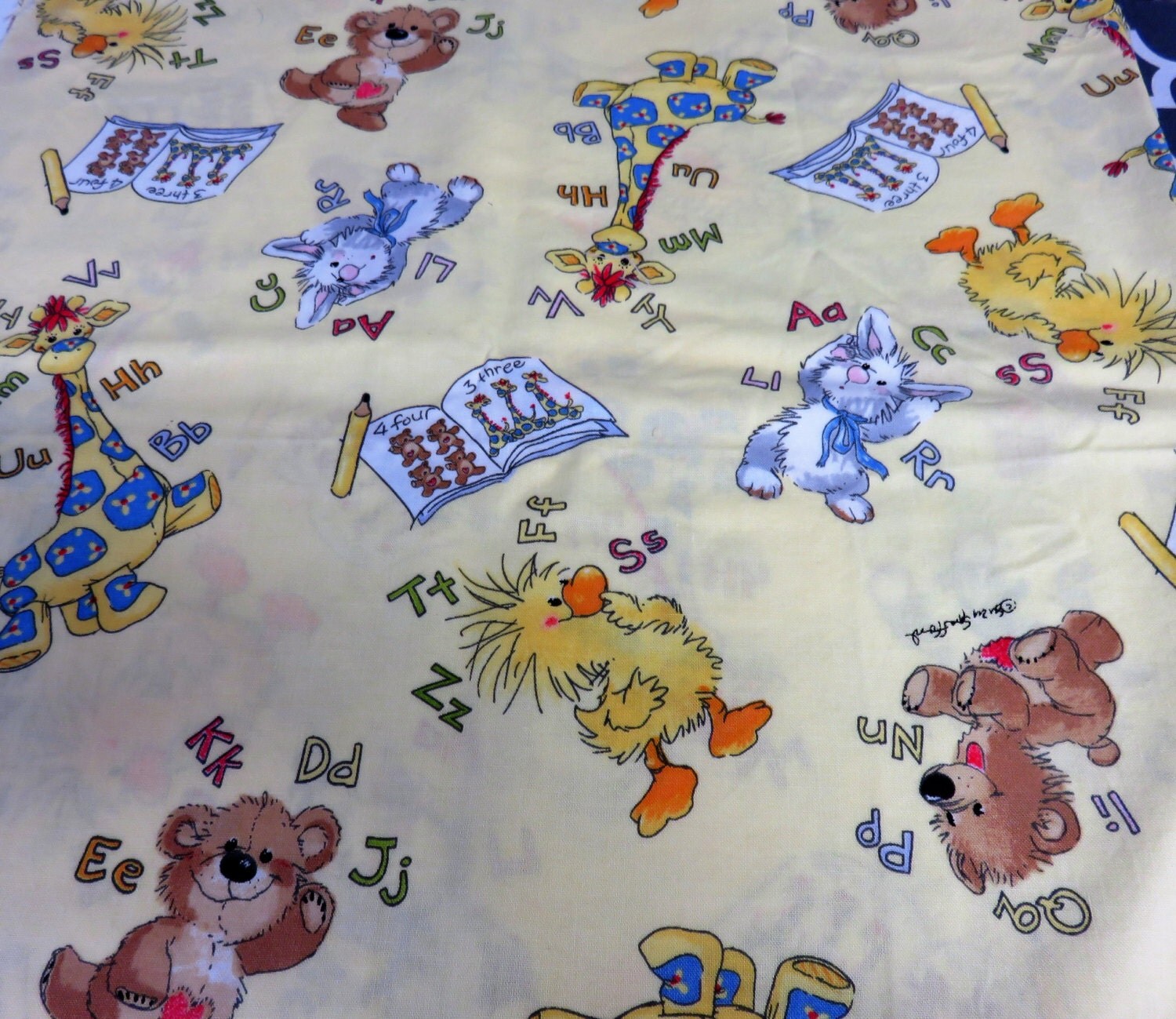 Little Suzy's Zoo Yellow Fabric 32 inches by 32 inches