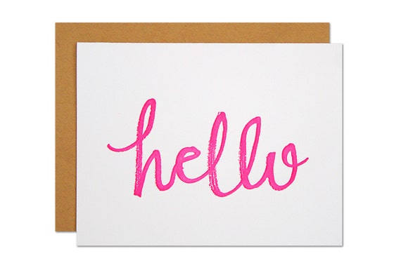 Hello Card / Blank Card / Greeting Card / Simple Letterpress