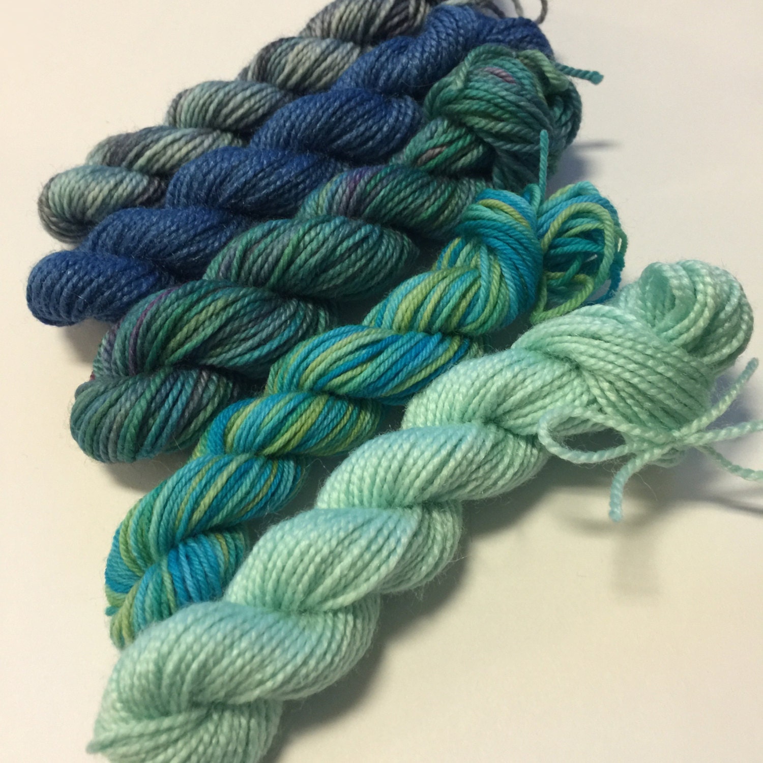 Sock Yarn Mini Skein Set Tide 5 Mini Skeins by AndreaInBlue