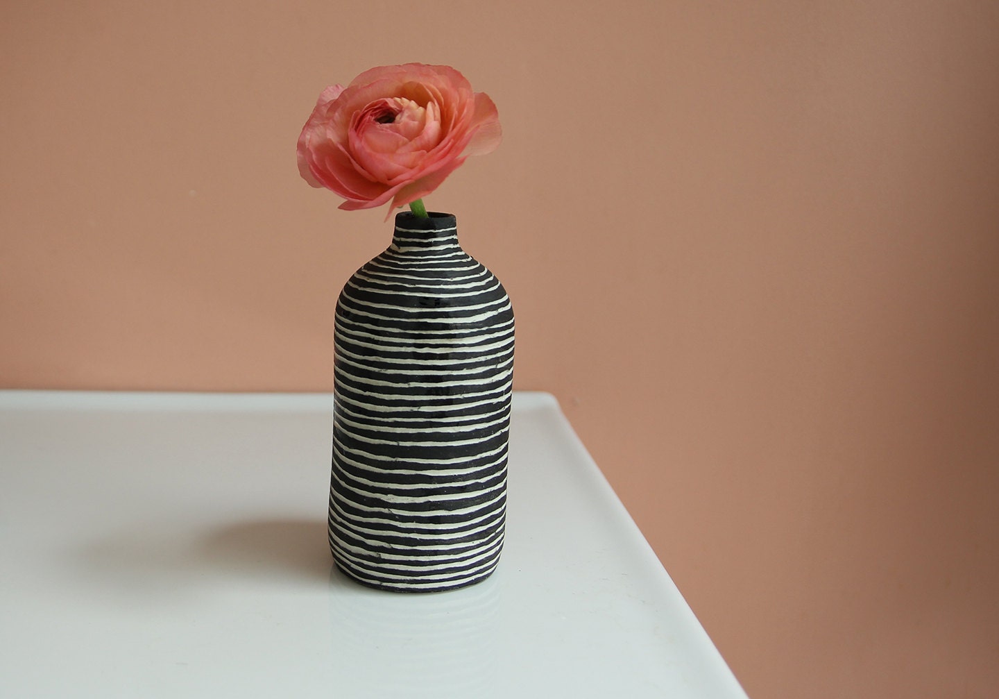 Black & White Striped Vase by NikoFarWest on Etsy