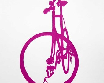 Fixie Bike in Fuschia - Bicycle Art Print