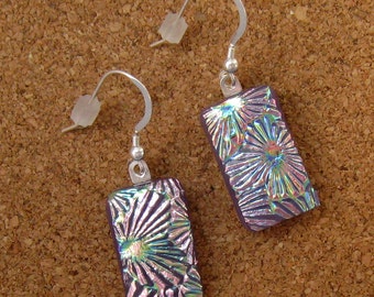 Dichroic Glass Earrings - Fused Glass Earrings - Purple Dichroic Earrings - Glass Earrings - Dichroic Jewelry - Fused Glass Jewelry