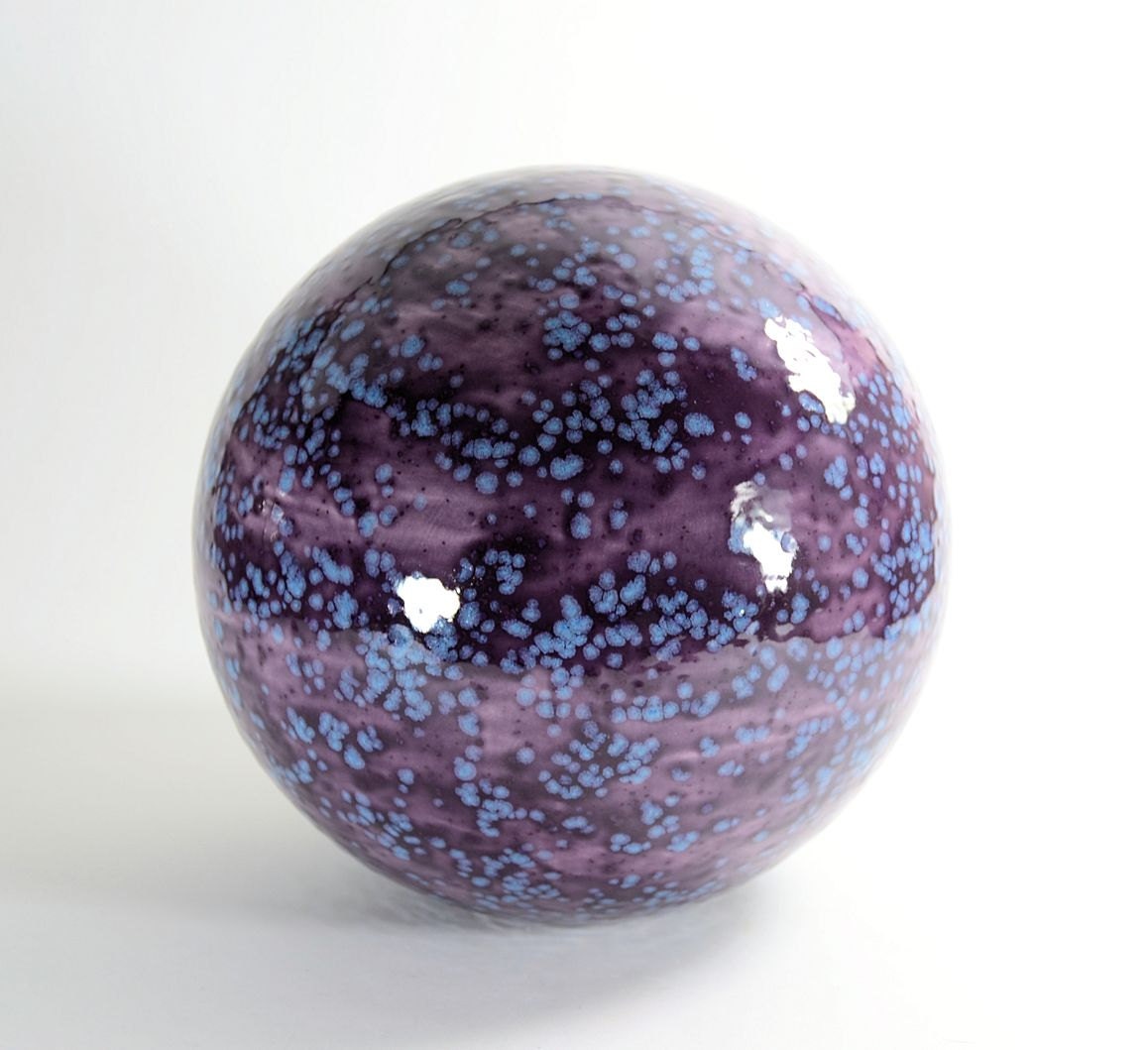 8 Inch Ceramic Gazing Ball Purple by beadsbymavis on Etsy