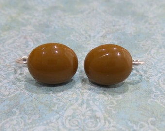 Brown Clip-on Earrings, Post Clip On Earrings, Non Pierced Earings, Brown Jewelry, Autumn - Mona- -6