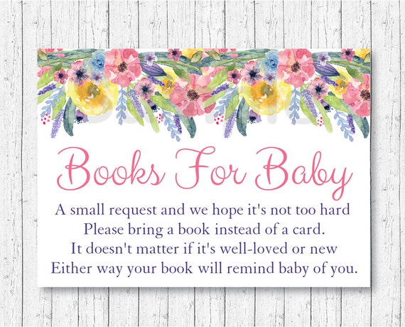 Floral Baby Shower Book Request Cards / Floral Baby Shower / Watercolor Flowers / Books For Baby / INSTANT DOWNLOAD A385 Il_570xn