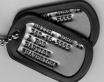 Real Debossed Military Dog Tags Dogtags Made Just For U FREE SHIPPING