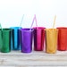 Italian Rainbow Aluminum Tumblers w/ Matching Straws (Set of 6)