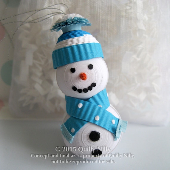 Items similar to Paper Quilling, 3-Dimensional Snowman Ornament on Etsy