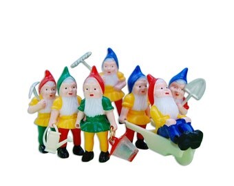 Garden Gnome Toppers - miniature retro kitschy gnomes cupcake and cake toppers