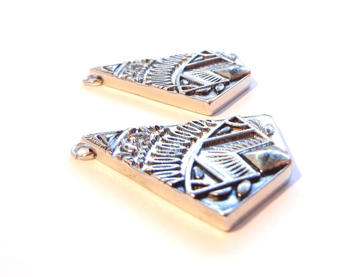 Pair of Ethnic Patterned Pyramid Charms