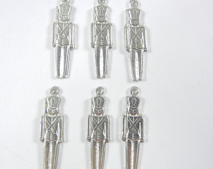 Christmas Set of Six Small Pewter Toy Soldier Charms