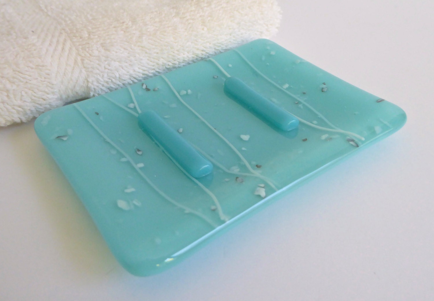 Turquoise Fused Glass Soap Dish by BPRDesigns