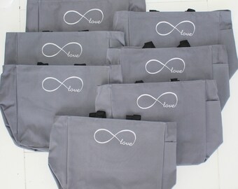 Infinity Design Tote Bags Custom Embroidery Personalized Gift Set of 7