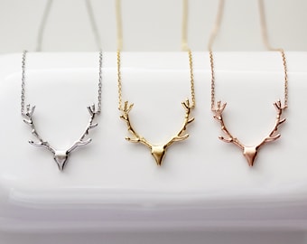 Deer Antler Necklace Silver, Gold, Rose Gold Antler Necklace Deer Antler Jewelry Reindeer Silver Deer Silver Antler Jewelry Tom Design