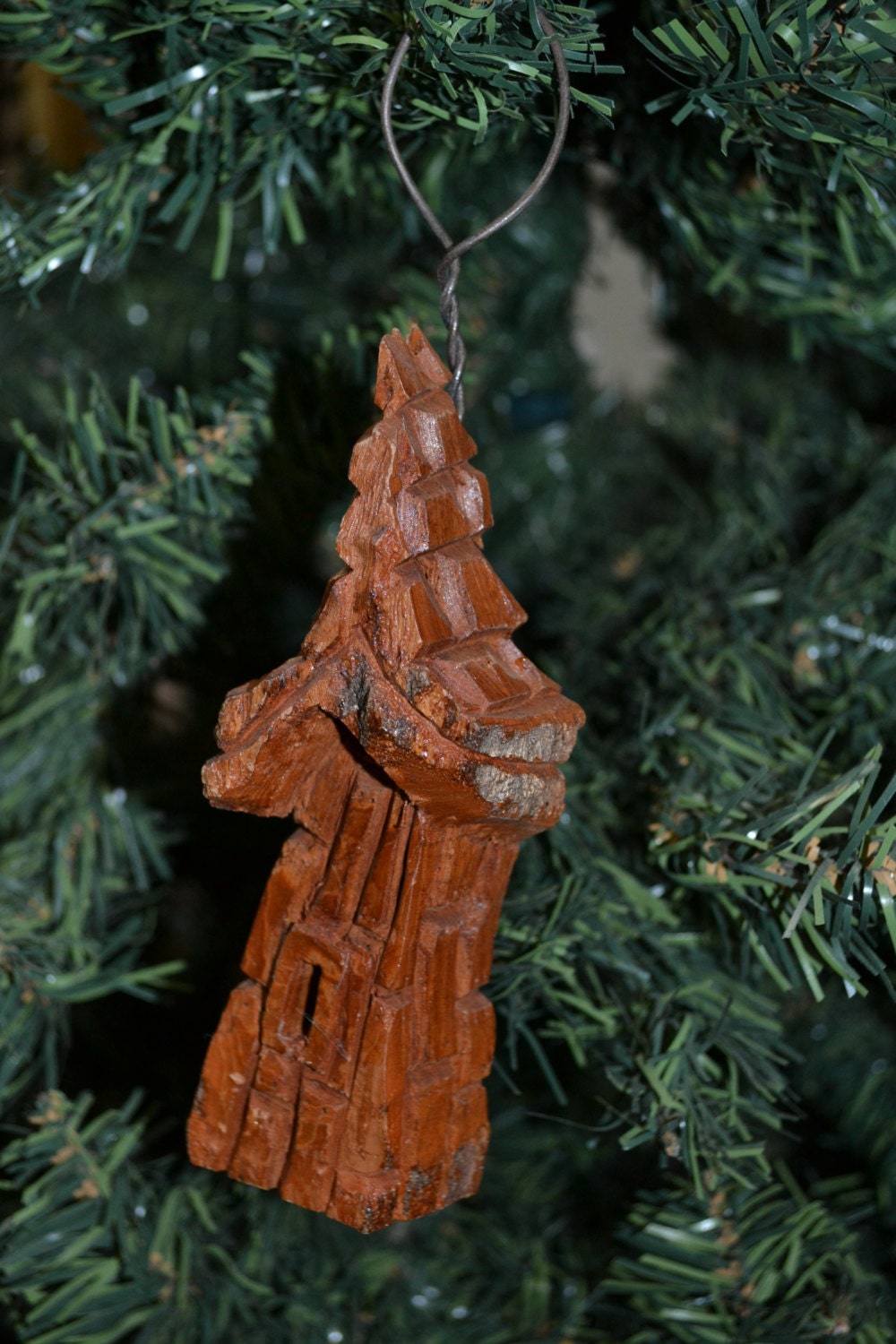 Handmade Christmas Ornament Cottonwood Bark Carving