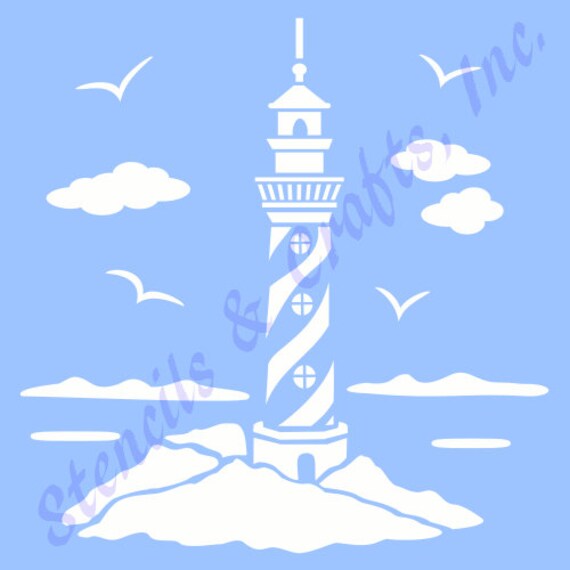 5 LIGHTHOUSE STENCIL NAUTICAL beach sea ocean marine