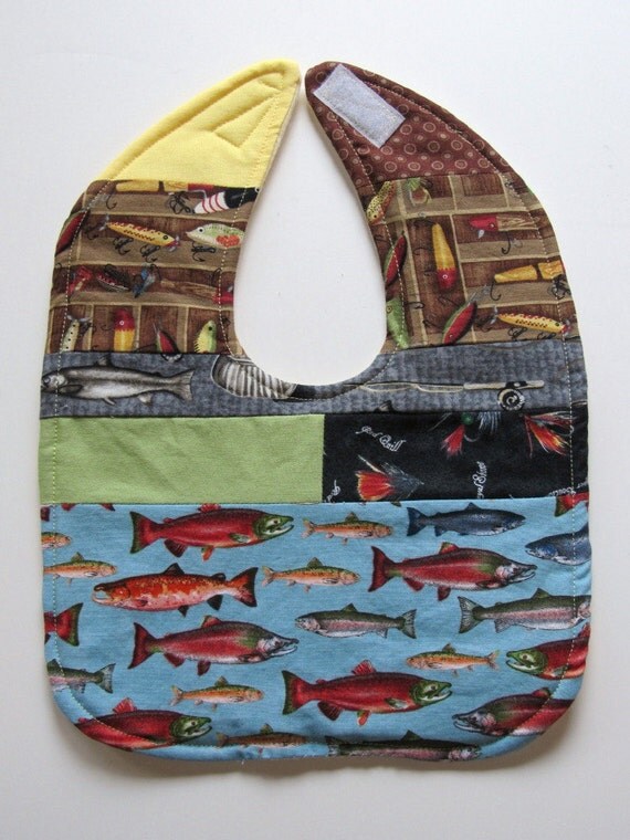 Ready To Ship Fishing Theme Baby Bib Fish by GrandmaLindasHouse