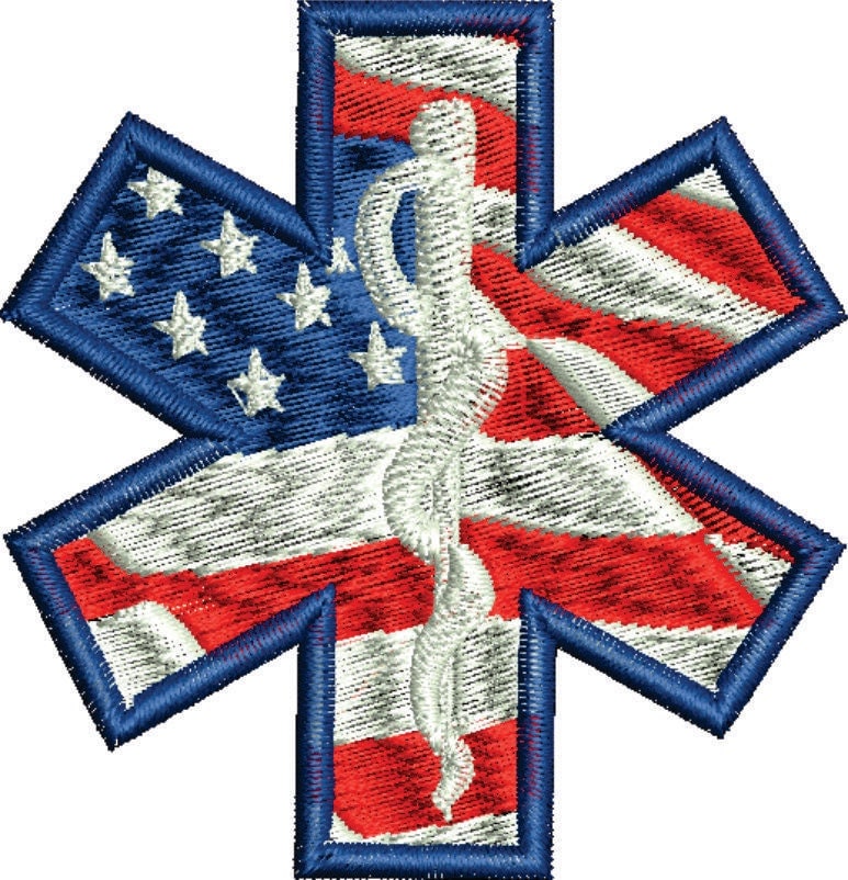 USA American flag medical symbol/patch machine embroidery Star
