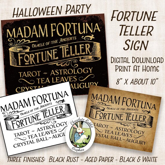 Halloween Fortune Teller Sign Digital Download Printable