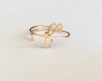 Adjustable initial Ring wire ring, Wire Wrapped Ring, Adjustable handmade wire rings