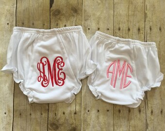 Monogrammed diaper cover.