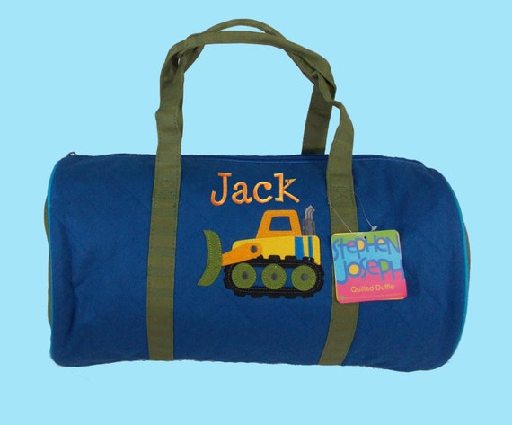 Child's Monogrammed Stephen Joseph CONSTRUCTION Quilted Duffle Bag