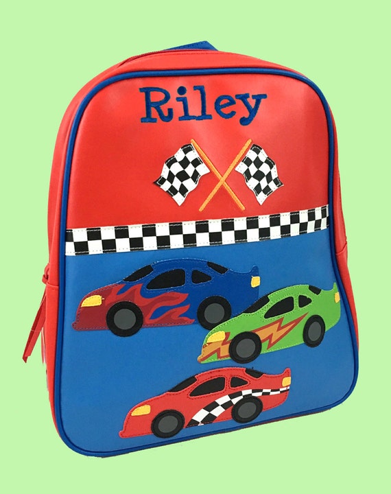 Personalized Stephen Joseph GoGo Backpack RACE CAR Themed Bag-Monogramming Included