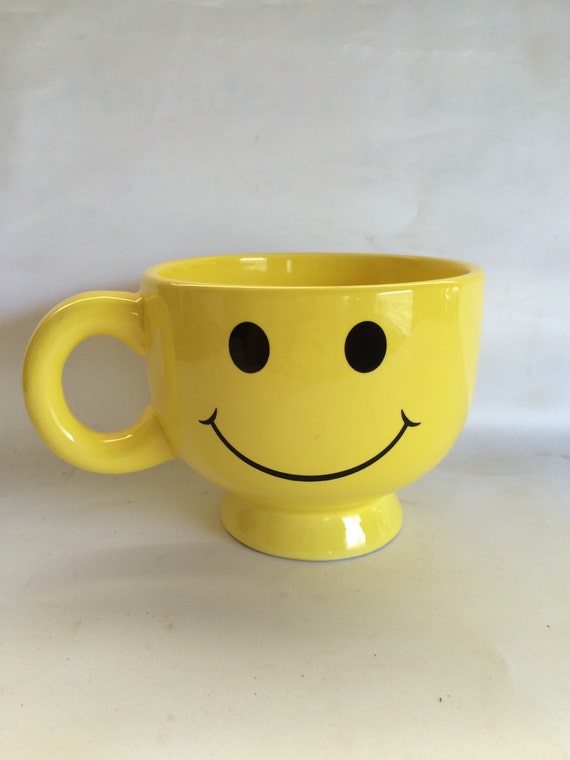 Large Yellow Smiley Face Mug or Vase