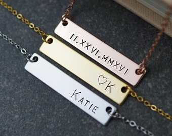 Custom Name Necklace name bar Necklace Personalized necklace Bridesmaid Gifts Christmas gift for her Personalized jewelry monogram jewelry