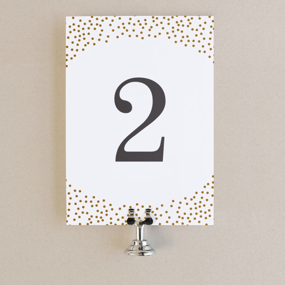 Table Numbers Template Diy Printable Instant Download Gold Dots Flat 5x7 Editable Table Number Template Word