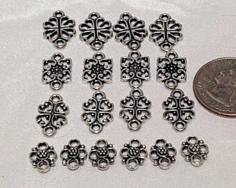 Silver filigree spacer bead charm mix