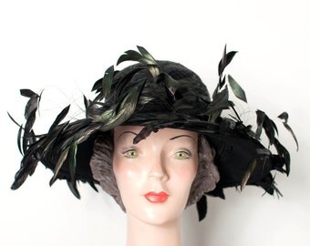 vintage feather hat / Don Anderson designer hat / Kentucky Derby Hat