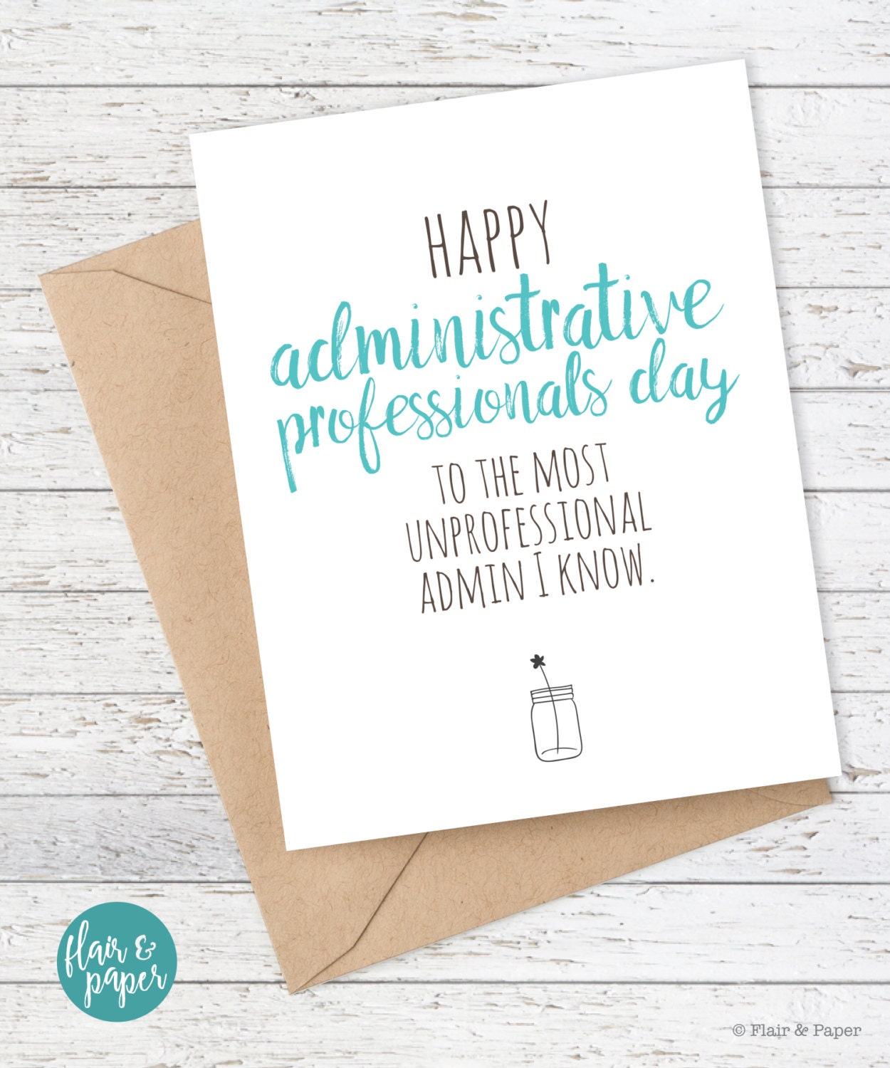 Funny Administrative Professionals Day Card by FlairandPaper