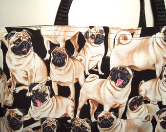 Pug Tote Bag Reversible to Black Eco Friendly Shopping Bag