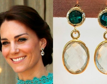 Kate Middleton White Pearl Drop Earrings e428 by DBakerJewelry