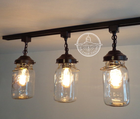 diy jar lighting track mason Jar Trio LIGHT Vintage TRACK Mason