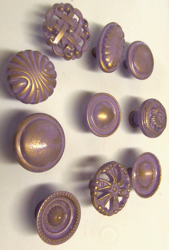 FREE SHIPPING 10 Knobs Drawer Pulls Lavender Purple by prettyware