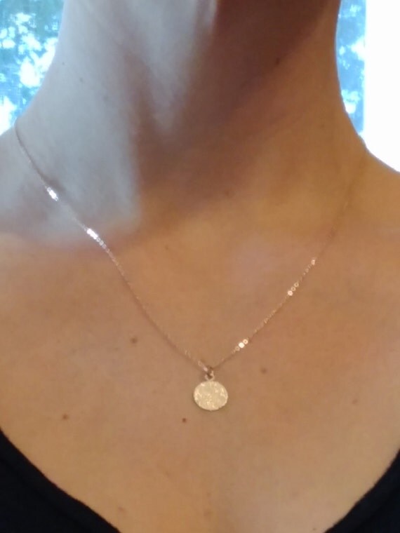 Dainty Gold Necklace Gold Circle Necklace Hammered Gold