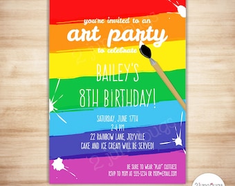 Art Party Invitation Template - Paint Party Printable Invitation - Kids Art Birthday Party - Craft Party - EDiTABLE PDF - INSTANT DOWNLOAD