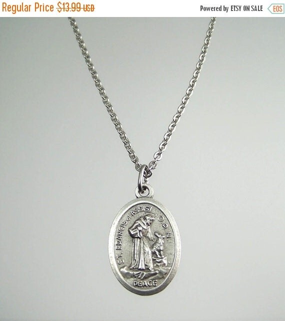 Saint Francis of Assisi Prayer Medal Necklace