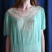 reserved on layaway 20s Cotton Dress / Size Large 1920's Garden Party Wedding Dress / Mint Green Semi Sheer Lace Dress / Cute Out Embroidery