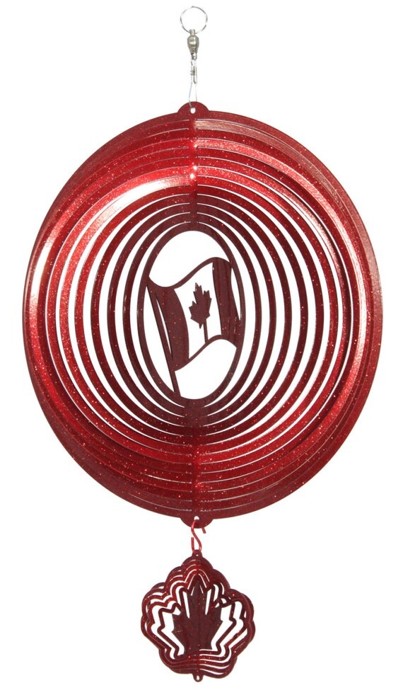 Canadian Flag COMBO Swirly Metal Wind Spinner