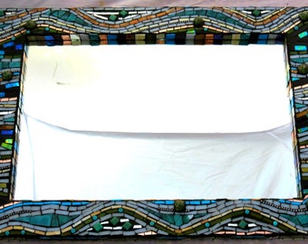 Stained Glass Mosaic Mirror/ Home Decor/ Turquoise/ Southwestern